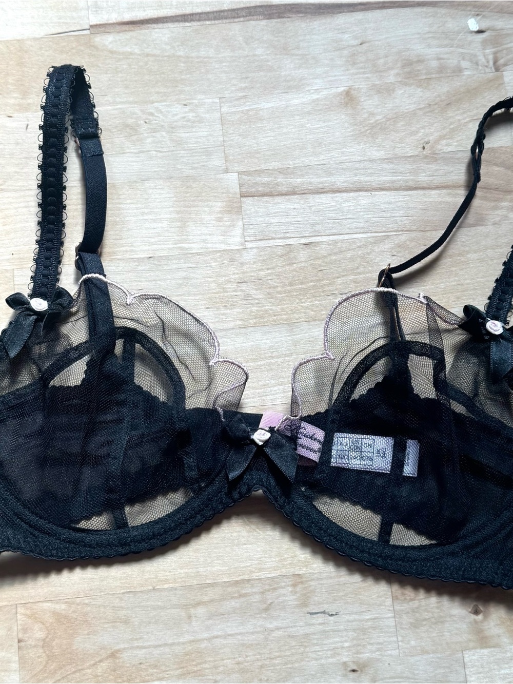 Agent Provocateur Black Sheer Lace Undercup Bra